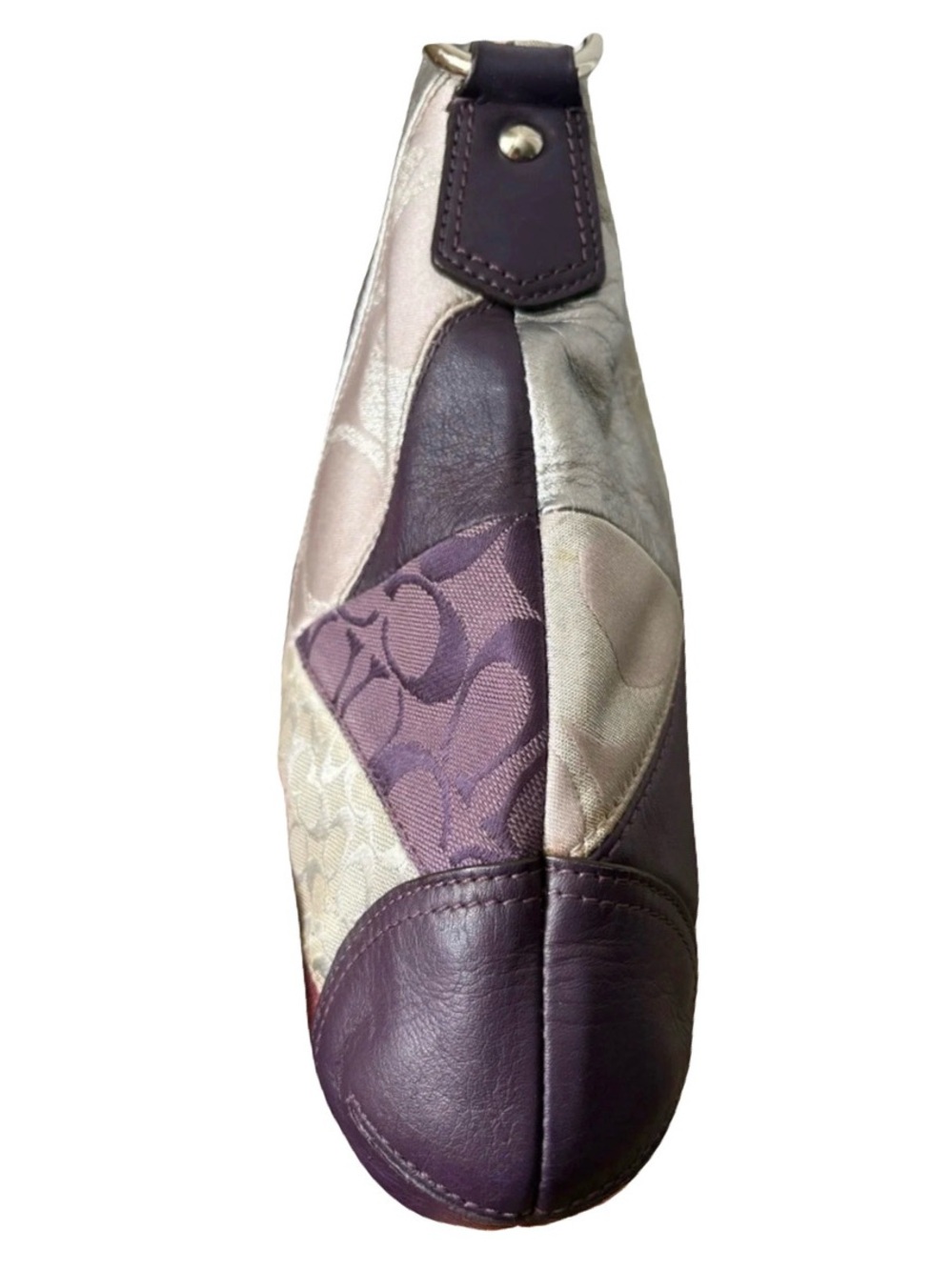 ๐ด Coach Vtg F17706 Gallery Signature Patchwork Purple Leather Suede Shoulder Bag - Picture 9 of 17